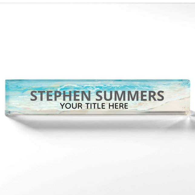 Aquarell Beach Surf Personalisiert Namensplakette (Vorderseite)