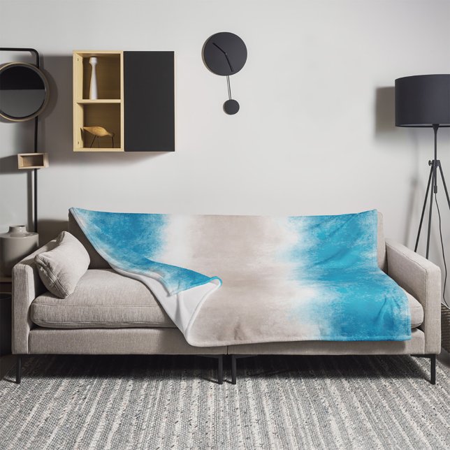Aquarell Beach Waves Blue Waters Fleecedecke (Von Creator hochgeladen)