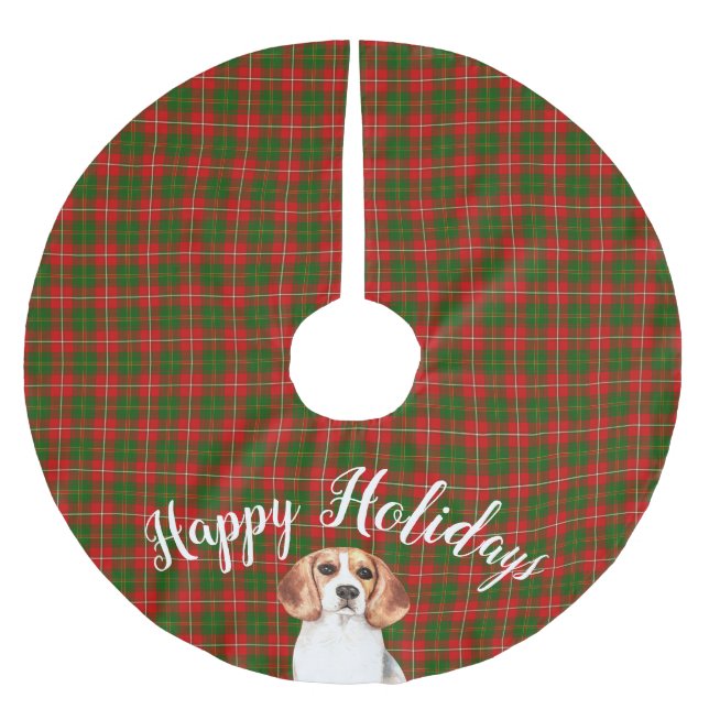 Aquarell Beagle Dog Personalisiert Polyester Weihnachtsbaumdecke (Vorderseite)