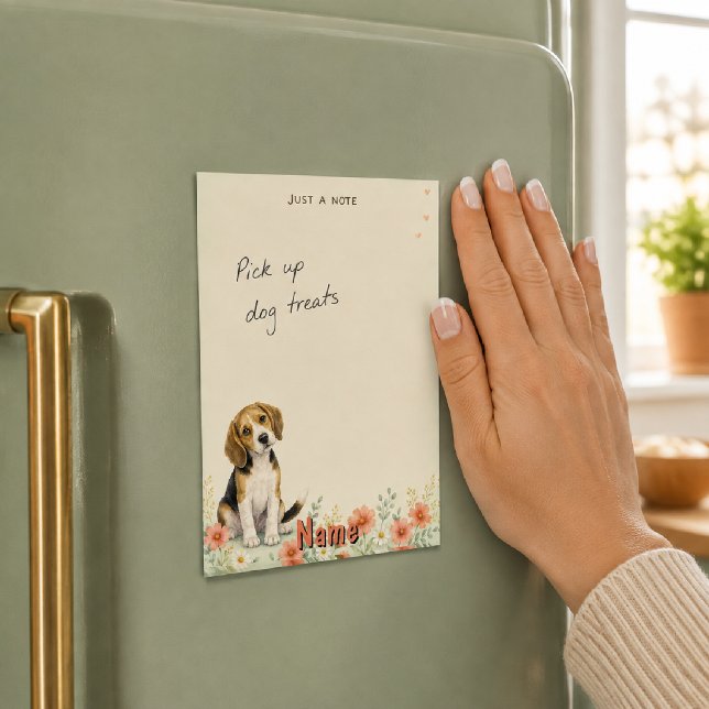 Aquarell-Beagle mit Blumenmotiv Post-it Klebezettel (Von Creator hochgeladen)