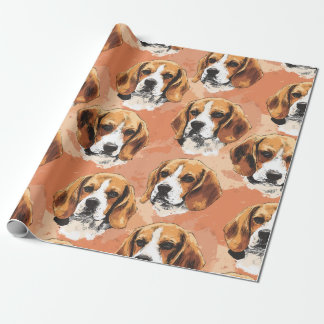 Aquarell-Beagle-Porträtmuster-Wrap-Papier Geschenkpapier