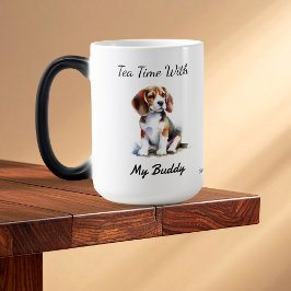 Aquarell-Beagle-Welpe Braun Personalisieren Verwandlungstasse