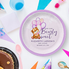 Aquarell Bearly Wait Baby Dusche Pappteller