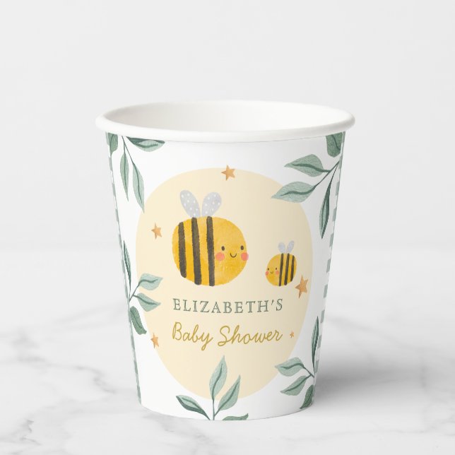 Aquarell Bee Honey Sweet Baby Dusche Pappbecher (Vorderseite)