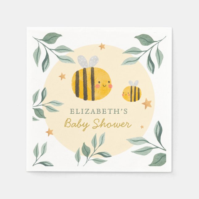 Aquarell Bee Honey Sweet Baby Dusche Serviette (Vorderseite)