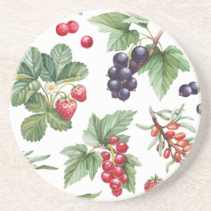 Aquarell-Beeren-Illustration Nahtloses Muster Getränkeuntersetzer