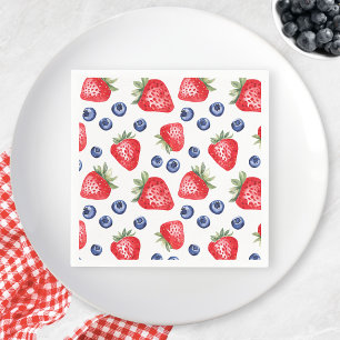 Aquarell-Beeren-Muster Erdbeere Sommerparty Serviette
