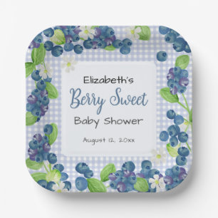 Aquarell-Beeren-Süße-Blaue-Baby-Party-Servietten Pappteller