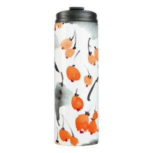 Aquarell-Beeren- und Blätter-Illustrationsmuster Thermosbecher