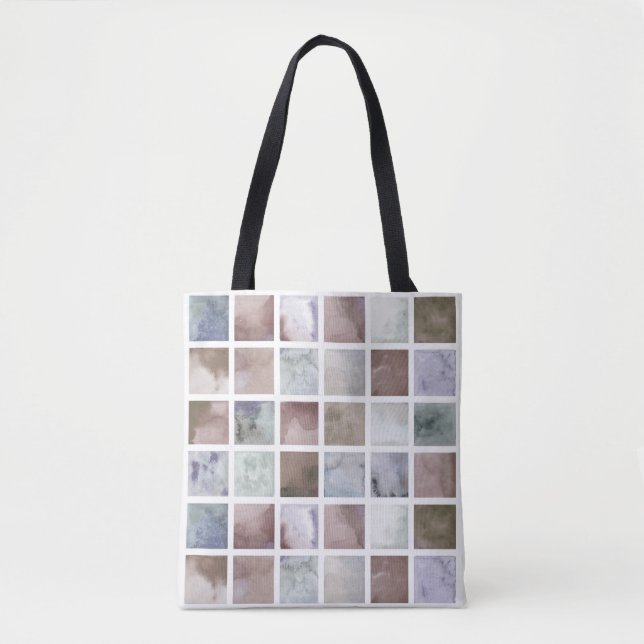 Aquarell Beige und graue Quadrate . Tasche (Vorderseite)
