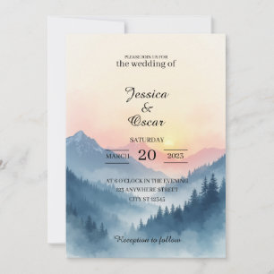 Aquarell-Berg-Sonnenaufgang-Hochzeits-Einladung Einladung
