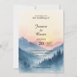 Aquarell-Berg-Sonnenaufgang-Hochzeits-Einladung Einladung