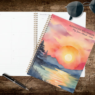 Aquarell-Berg-Sonnenuntergang Planer