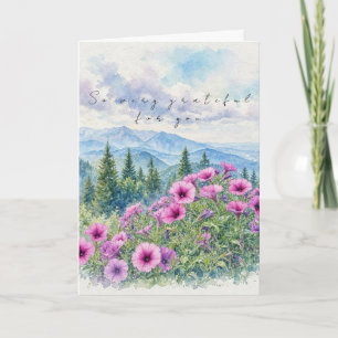 Aquarell Berge und Wildblumen Danke Karte