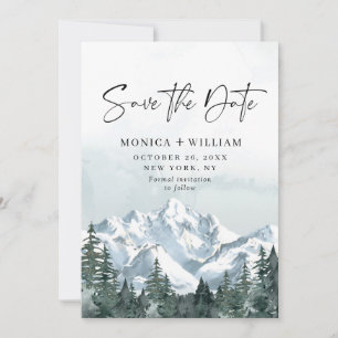 Aquarell Berge Wald Hochzeit Save The Date