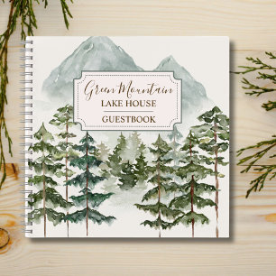 Aquarell-Berghütte-Seehäuschen-Gästebuch Notizbuch