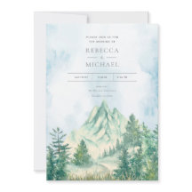 Aquarell-Berglandschaft-Hochzeits-Einladung