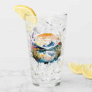 Aquarell-Bergszene Glas
