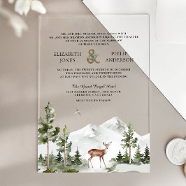 Aquarell-Bergwald-Hirsch-Hochzeit Acryleinladungen