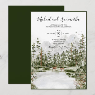 Aquarell Bergwald Rustikale Hochzeit Einladung