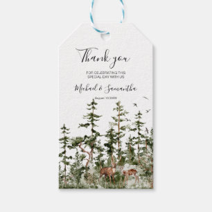 Aquarell Bergwald Rustikale Hochzeit Geschenkanhänger