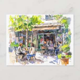 Aquarell Berlin Kreuzberg Sommer Café Postkarte