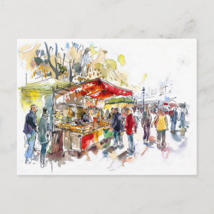 Aquarell Berlin Mitte Markt Postkarte