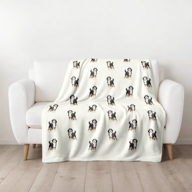 Aquarell Bernedoodle Fleece-Decke Fleecedecke (Von Creator hochgeladen)