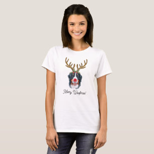 Aquarell Berner Sennenhund Rentier Weihnachten T-Shirt