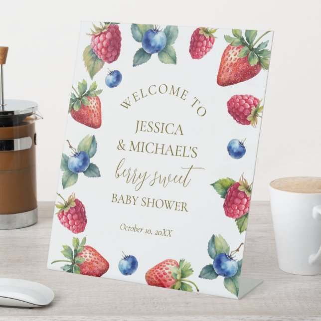 Aquarell Berry Sweet Baby Dusche Willkommen Sockelschild (In Situ)