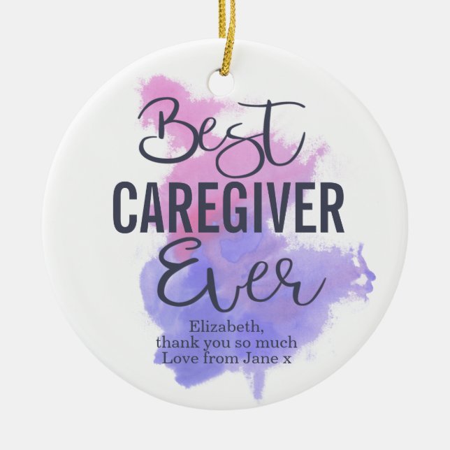 Aquarell Beste Pflegeperson je Wertschätzung Keramik Ornament (Vorne)