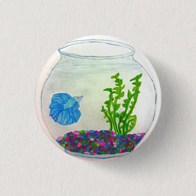 Aquarell Betta Fish Button (Vorderseite)