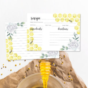 Aquarell-Biene-Blumen - Rezeptkarte