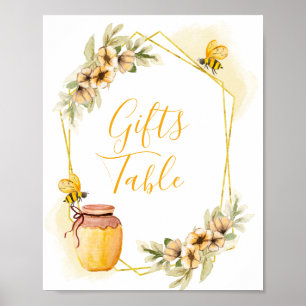 Aquarell-Biene-Botanik-Geschenke-Tischschild Poster