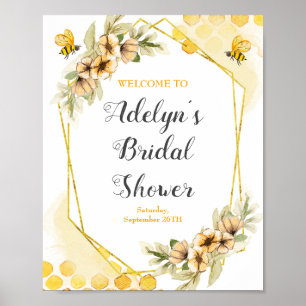 Aquarell-Biene-Hochzeitsdusche-Willkommensschild-P Poster