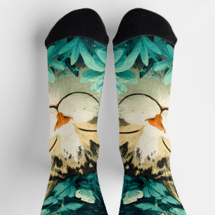 Aquarell-Biene Schlafende Katze Blumen Garten Socken