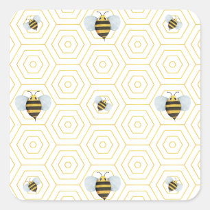 Aquarell-Bienen-Muster-Aufkleber Quadratischer Aufkleber