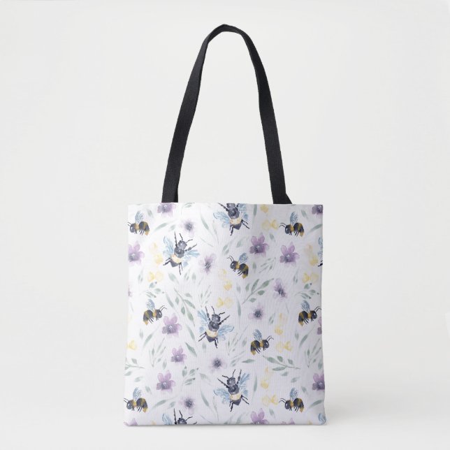 Aquarell-Bienen-Muster Tasche (Vorderseite)