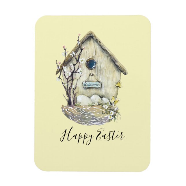 Aquarell Birdhouse Ei Nest Oster Magnet (Vertikal)