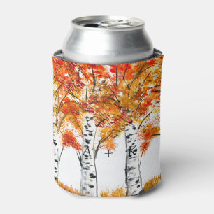 Aquarell Birken Bäume Herbst Hochzeit Dosenkühler