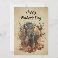Aquarell Bison Büffel Tier Wildnis Natur 