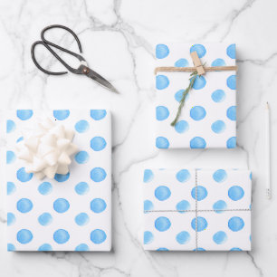 Aquarell-Blasen Blau Handgemaltes Muster Geschenkpapier Set