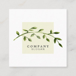 Aquarell-Blatt-beige quadratische Visitenkarte