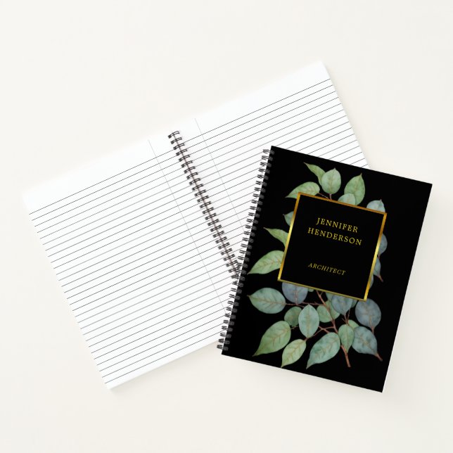Aquarell Blätter Edelgold beruflich Notizbuch (Innenseite)