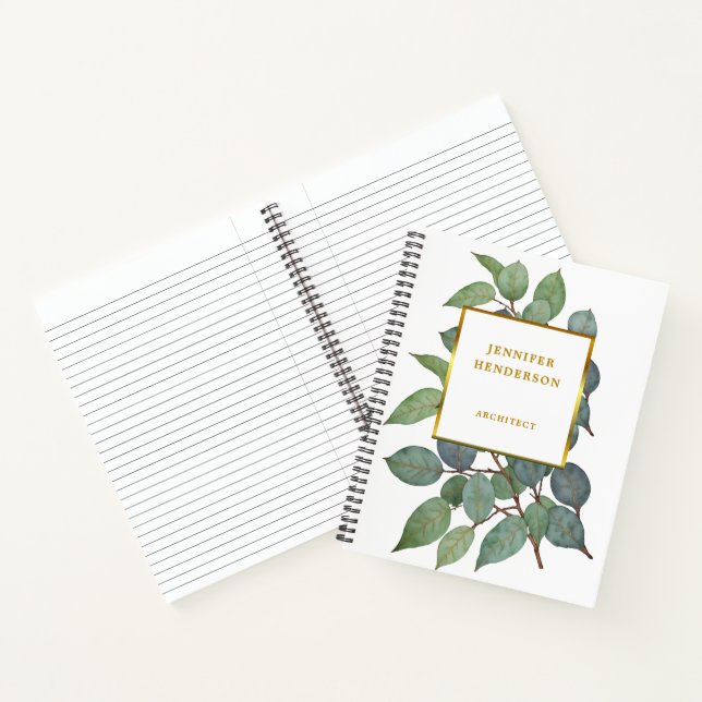 Aquarell Blätter Edelgold beruflich Notizbuch (Innenseite)