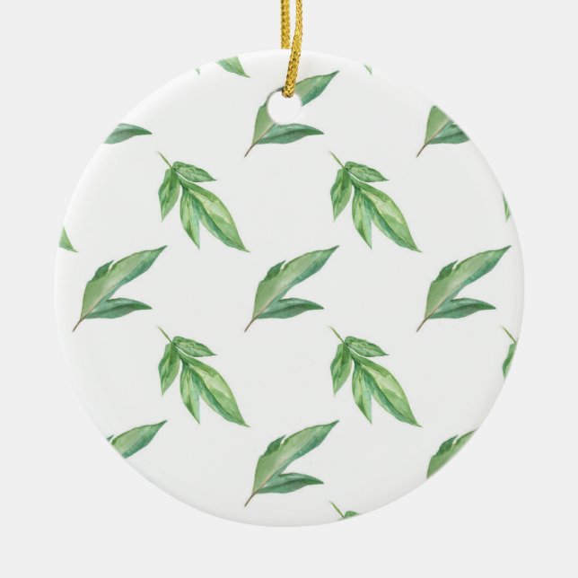 Aquarell-Blätter Keramik Ornament (Vorne)