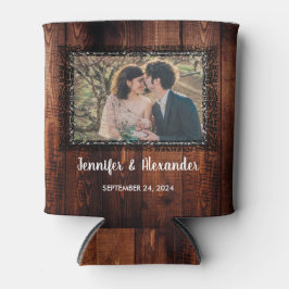 Aquarell Blätter rustikale Holz Foto Hochzeit Dosenkühler