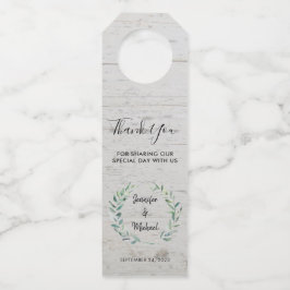 Aquarell Blätter rustikale Holzverheiratung Danke Flaschenanhänger