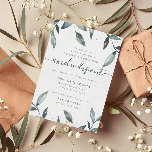 Aquarell-Blätter und Skripte | Benutzerdefinierte  Einladung (Von Creator hochgeladen)