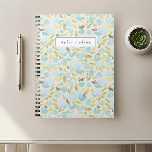 Aquarell Blau Blumen Notizblock
